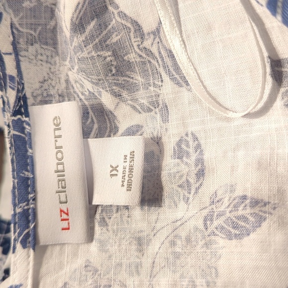 Liz Claiborne Top Blouse Floral Print Blue White Women's Plus Size 1X NEW NWT - Picture 7 of 10